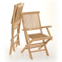 Lot de 2 fauteuils de jardin en teck massif - gardena-Teck-Marron-Maison et Styles