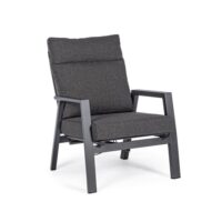 Lot de 2 fauteuils de jardin inclinables en textilène avec coussins-Lin-Gris-Konte.Design