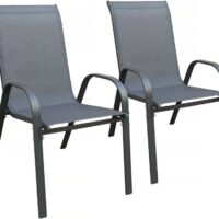 Lot de 2 fauteuils de jardin métal/textilène anthracite 75 x 54 x 92-Métal-Gris-Habitat & Jardin
