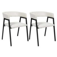 Lot de 2 fauteuils de table design en métal velours côtelé crème-Métal-Beige-Altobuy