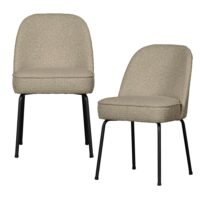 Lot de 2 fauteuils de table en bouclé beige--Beige-WOOOD