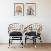 Lot de 2 fauteuils en rotin synthétique avec coussins--Marron-Happy Garden