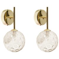 Lot de 2 lampes murales verre beige-Verre-Doré-Beliani