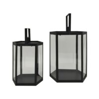Lot de 2 lanternes d'extérieur modernes noir--Noir-Mobili Rebecca
