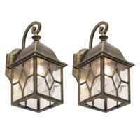 Lot de 2 lanternes murales extérieur romantiques bronze--Doré-QAZQA