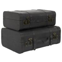 Lot de 2 malles de rangement vintage simili cuir--Marron-Altobuy