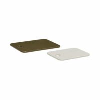 Lot de 2 plateaux en céramique olive et blanc-Céramique-Multicolore-Hübsch