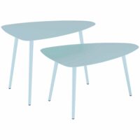 Lot de 2 tables basses de jardin gigognes cadre en acier bleu clair--Bleu-Outsunny