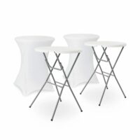 Lot de 2 tables mange-debout blancs + 2 housses--Blanc-sweeek
