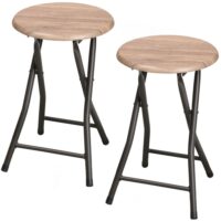 Lot de 2 tabourets d'appoint pliables design industriel noir--Noir-Toilinux