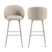 Lot de 2 tabourets de bar avec accoudoirs en tissu beige-Tissu-Beige-Hellin