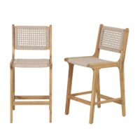 Lot de 2 tabourets de bar en corde hauteur d'assise 66 cm-Corde-Marron-Baita