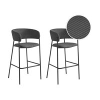 Lot de 2 tabourets de bar en velours côtelé