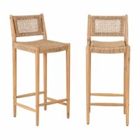 Lot de 2 tabourets de bar hauteur d'assise 75 cm--Marron-Beau Rivage