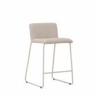 Lot de 2 tabourets de bar tissu bouclette pieds beiges h65cm - beige-Tissu-Beige-Venture Home