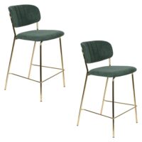 Lot de 2 tabourets de comptoir tissu vert foncé-Tissu-Vert-Mathi Design