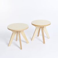 Lot de 2 tabourets en bois de bouleau-Bois-Beige-Drawin'table