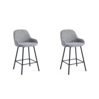 Lot de 2 tabourets en fer et tissu gris 95×51×52 cm-Tissu-Gris-Hispanohogar