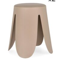 Lot de 2 tabourets en polypropylène ivoire-Polypropylène-Beige-Konte.Design