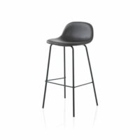 Lot de 2 tabourets en simili cuir marron--Marron-AQA DESIGN