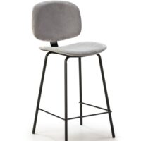 Lot de 2 tabourets en velours côtelé et métal noir 44x51 h98 cm-Métal-Gris-That's Casa