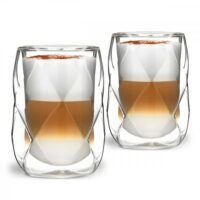 Lot de 2 verres double paroi 350ml en verre transparent-Verre-Transparent-Vialli