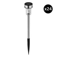 Lot de 24 lampes solaires led acier inoxydable allumage automatique-Inox-Argenté-Tectake