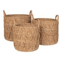 Lot de 3 cache-pots en fibre naturelle tressée avec anses-Fibre-Marron-Altobuy