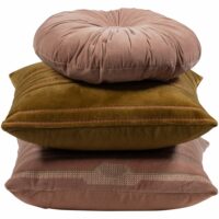 Lot de 3 coussins en velours rose-Velours-Rose-WOOOD