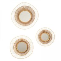 Lot de 3 miroirs en métal forme organique 31 cm-Métal-Jaune-Oviala
