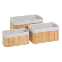 Lot de 3 panières de rangement en bambou--Beige-Unimasa
