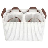 Lot de 3 paniers de rangement en tissu côtelé blanc-Tissu-Blanc-The Home Deco Factory