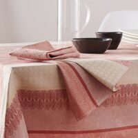 Lot de 3 serviettes jacquard charleston jacquard/coton orange corail-Coton-Orange-Home Maison