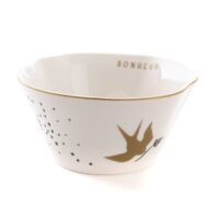 Lot de 4 bols blancs à motifs en porcelaine 14 cm-Porcelaine-Blanc-Amadeus