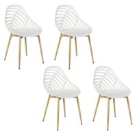 Lot de 4 chaises ajourées blanc--Blanc-Toilinux