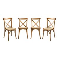 Lot de 4 chaises de bistrot en bois effet noyer-Bois-Marron-sweeek