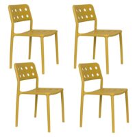 Lot de 4 chaises de jardin en plastique jaune-Plastique-Jaune-BOITE A DESIGN