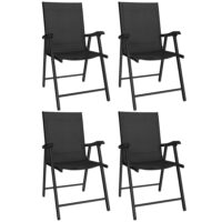 Lot de 4 chaises de jardin pliantes dossier haut textilène noir--Noir-Outsunny