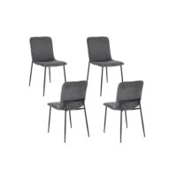 Lot de 4 chaises design en tissu et pieds en métal noir anthracite-Métal-Gris-Hellin