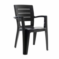 Lot de 4 chaises empilables en résine avec accoudoirs noir-Résine-Noir-Siediti Fuori e Dentro