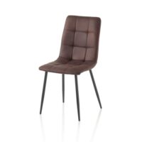 Lot de 4 chaises en simili cuir marron foncé--Marron-AQA DESIGN