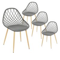 Lot de 4 chaises gris coque arrondie--Gris-Altobuy