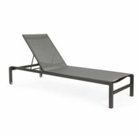 Lot de 4 chaises longues en aluminium anthracite et textilène-Aluminium-Noir-Konte.Design