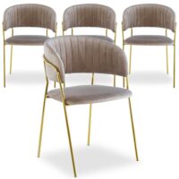 Lot de 4 chaises velours taupe-Velours-Taupe-Menzzo