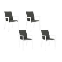 Lot de 4 coussins pour chaise de jardin en toile anthracite--Gris-Hellin