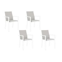 Lot de 4 coussins pour chaise de jardin en toile gris clair--Gris-Hellin