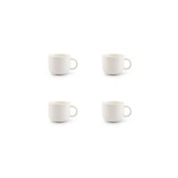 Lot de 4 tasses moka blanc en porcelaine 15cl-Porcelaine-Blanc-ONA