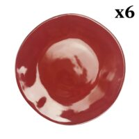 Lot de 6 assiettes à dessert en céramique bordeaux-Céramique-Rouge-Arcucci