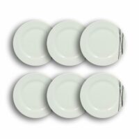 Lot de 6 assiettes à dessert porcelaine blanche à rayures noires 19cm-Porcelaine-Blanc-Novastyl