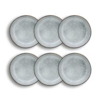 Lot de 6 assiettes coupes en grès 20cm--Bleu-OGO Living
